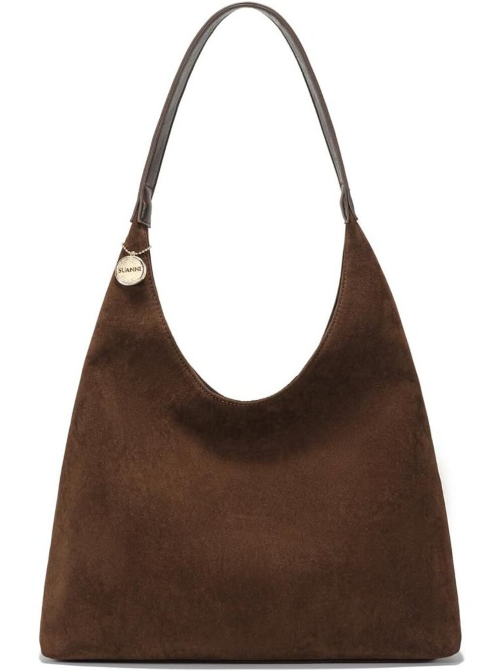 Stylish Faux Suede Slouchy Tote Bag for Women, Large Brown Hobo Purse